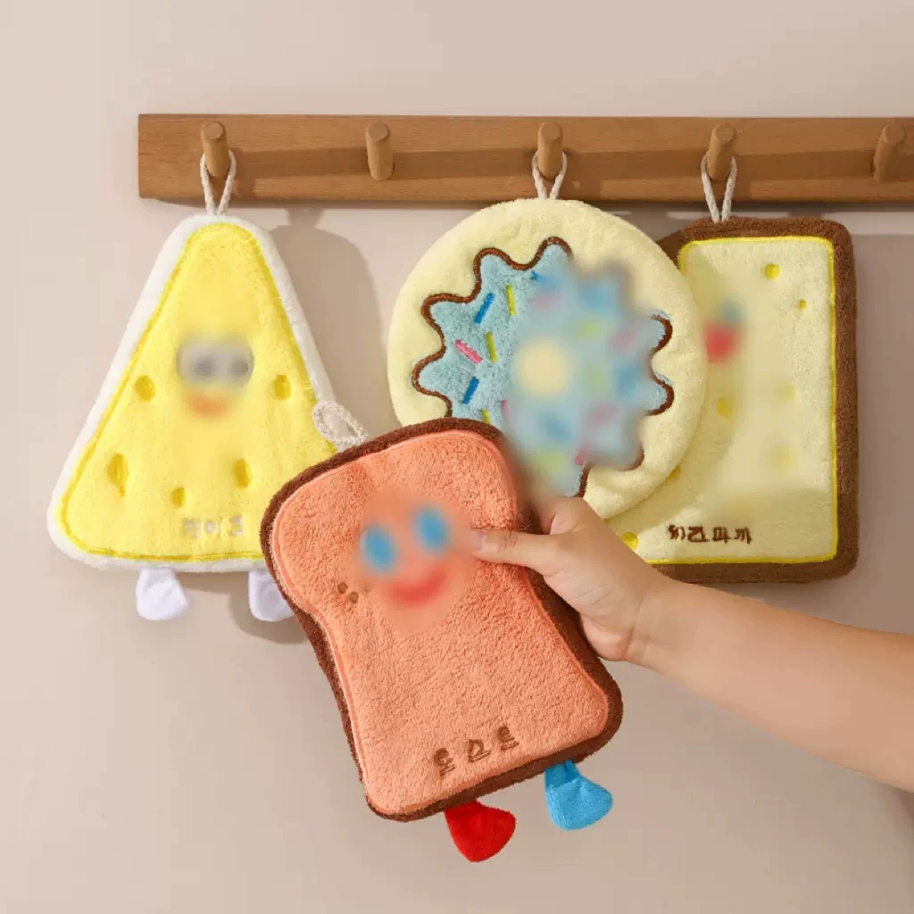 Симпатичные висячие впитывающие полотенца для рук, утолщенные и быстросохнущие ткани, ванная комната, кухня полотенце для лица, платок, мультфильм для детей