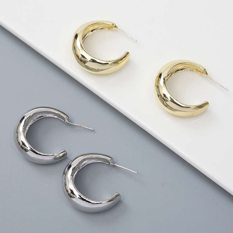 Korea Metal Geometric Hoop Earrings display picture 1