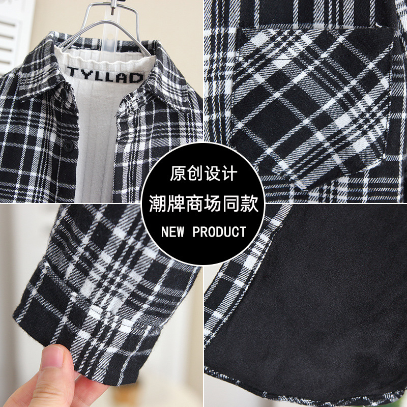 6819 niños más camisa de terciopelo ropa de otoño e invierno chaqueta gruesa para niños 2025 nuevo bebé ropa de invierno más chaqueta de terciopelo