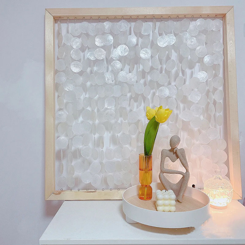 小红书同款贝壳画手工diy材料包风铃装饰画贝母双孔镜贝圆片画框|undefined