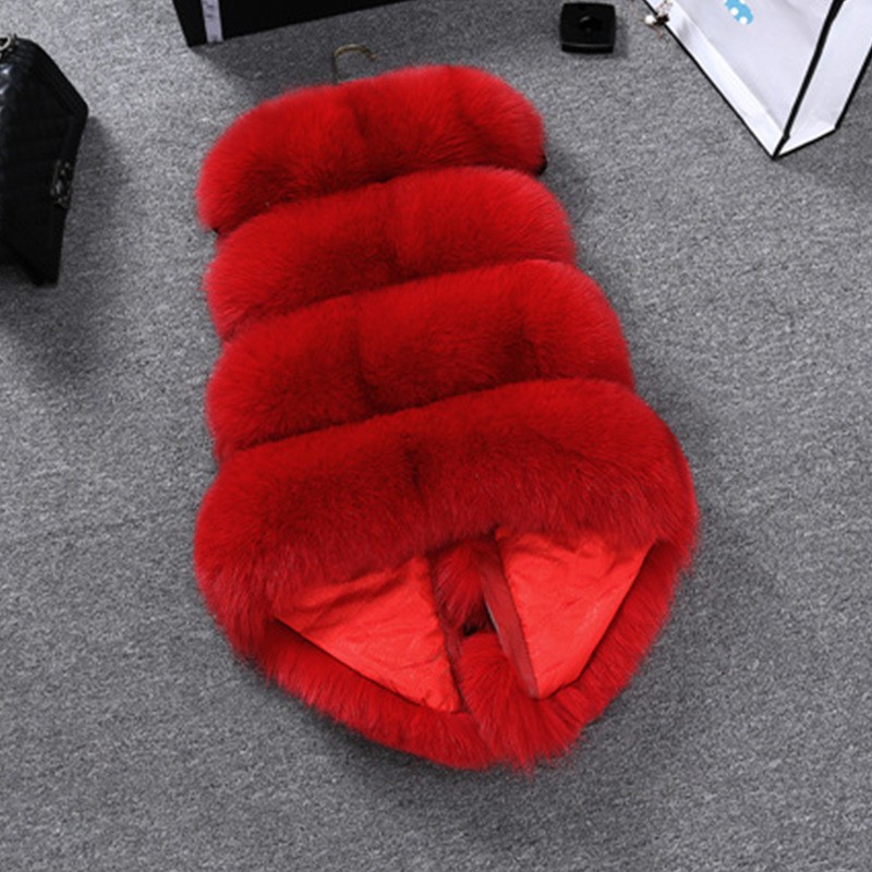 Damenbekleidung Herbst und Winter neue Mode Damen dünne Weste grau schlank warm umweltfreundliche Fuchspelzweste_voghion.com