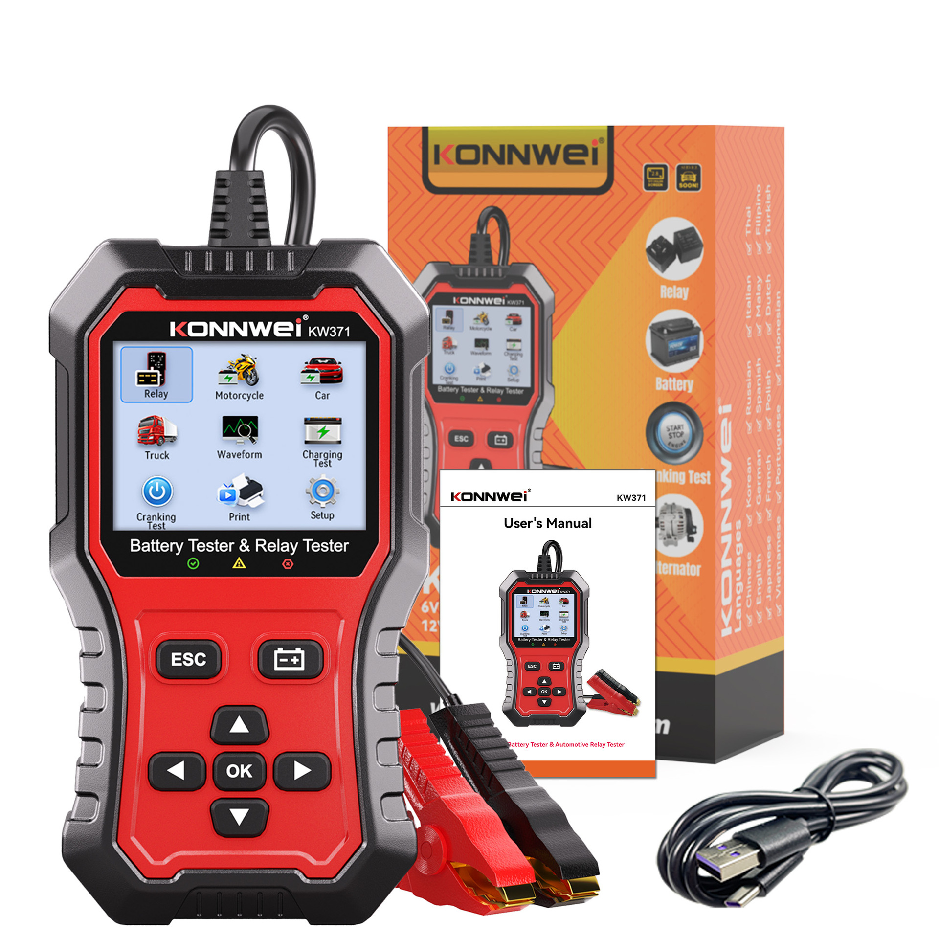 Kw371 Car Relay Tester + Battery Tester Battery Tester Relay Tester
