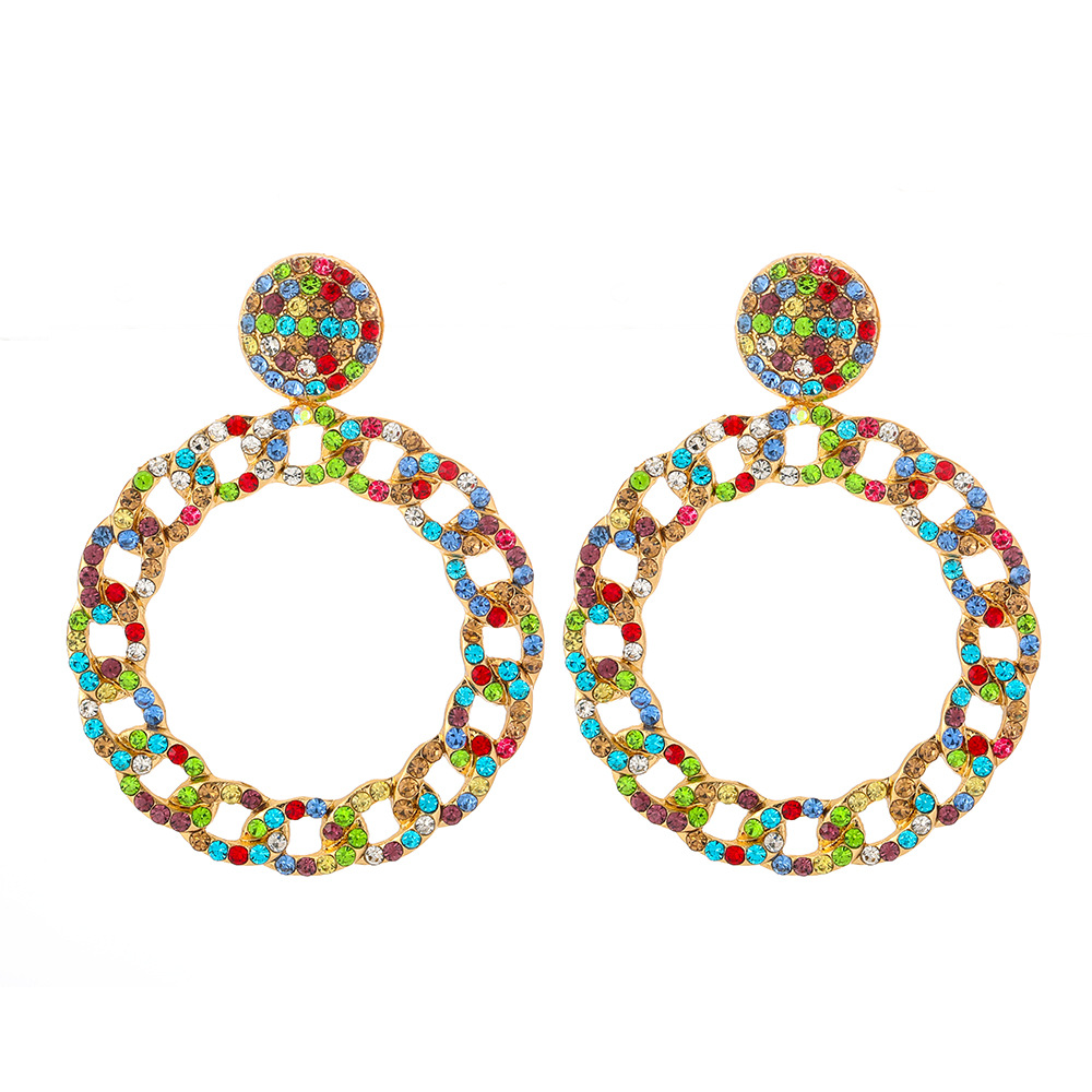 fashion color diamond alloy geometric earringspicture4