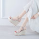 Women's Summer Open Toe Woven Sandals with Buckle Wedge Heel Platform Fashionable Platform Platform Platform Heel Straw High Heel Trendy Shoes