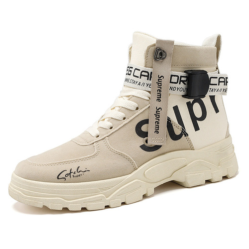 Men's Martin Boots 2024 New Spring/Autumn All-match Round Toe High-top Trendy Boots Men's Military Boots Large Size Shoes