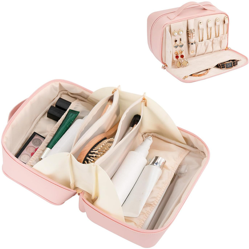 Capacious cosmetic bag for traveling