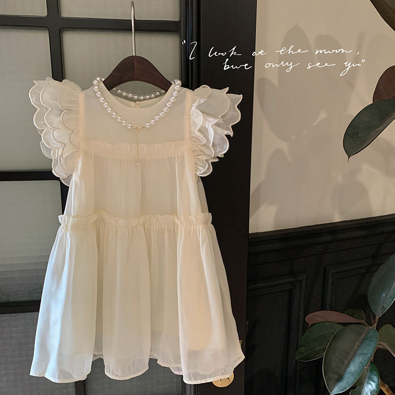 Baby Girl dress Girl's Summer Dress White Fashionable Fresh Style Children's Girl's Western Style Skirt Summer Thin