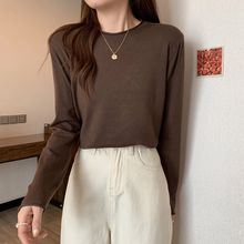 早秋纯色圆领针织打底衫女上衣2024新款韩系休闲百搭气质长袖毛衣