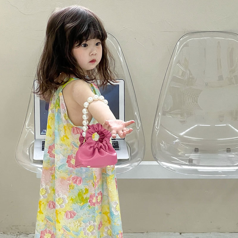 Dulce Pearl Princess bolso de anillo lindo mini bolso de cubo para niños y niñas, bolso de cambio plegable para niños