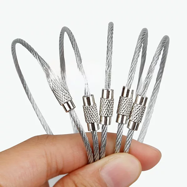 Stainless steel keychain stainless steel ring steel wire rope 1.5x 15cm wire chain Amazon EDC accessories