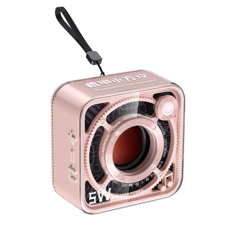 New DW12 transparent mecha small square wireless Bluetooth speaker retro cartoon portable card small steel gun