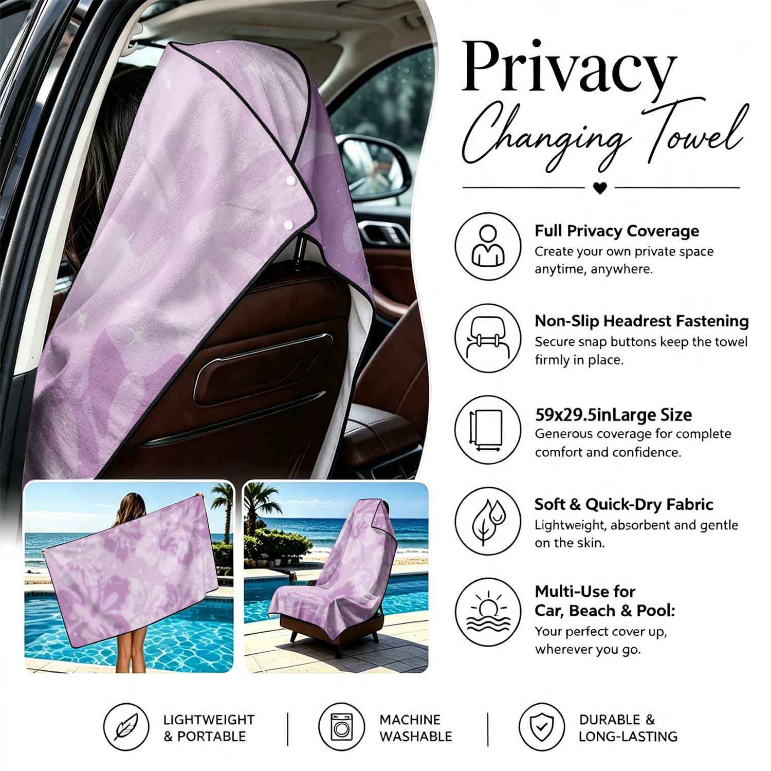 Printed bath towel and car seat cover 2-in-1, ultra-fine fiber outdoor beach and car dual-use universal seat cushion