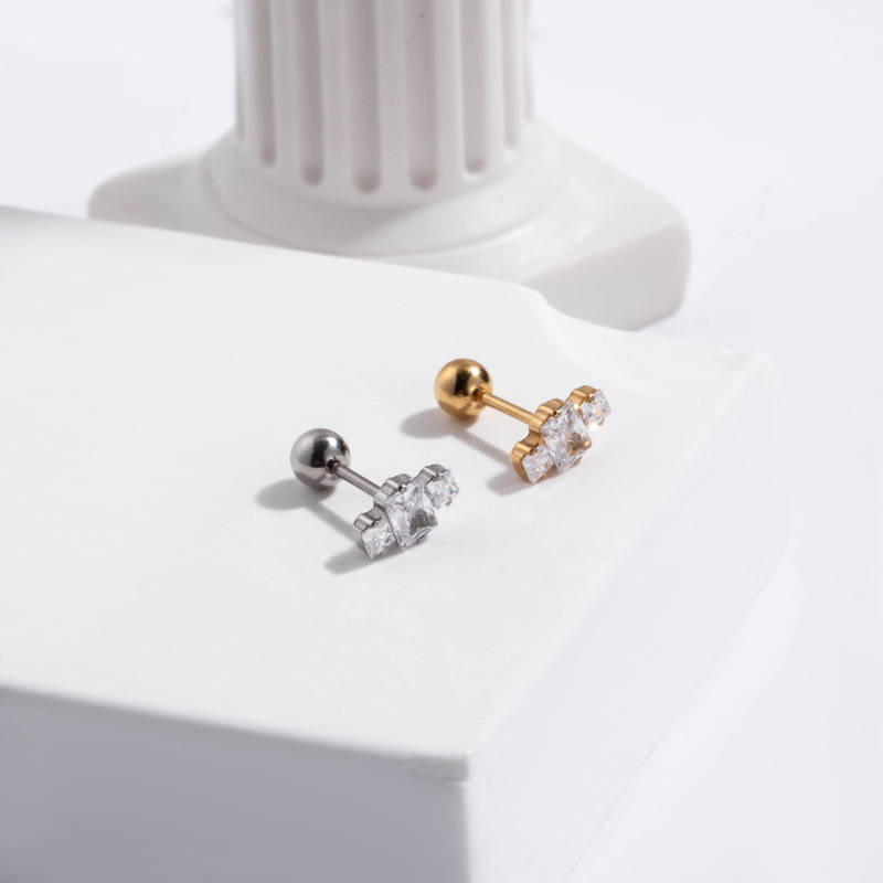 1 Piece Quantity 1 Piece 316L Stainless Steel Copper Zircon Ear Cartilage Rings & Studs Snake Waterproof Non Tarnish Surgical Steel Women'S