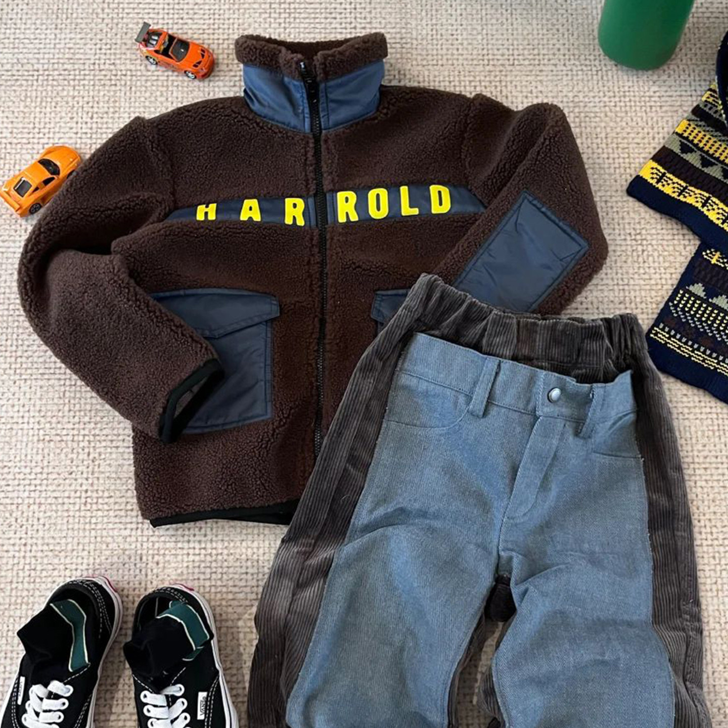 Boys' Quilted Thickened Jacket Children's Jacket Autumn and Winter 2025 New Korean Style Coffee Color Trendy Top for Boys