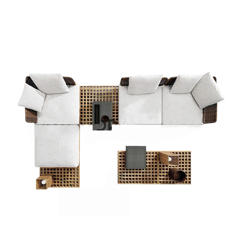 Sofá al aire libre transfronterizo patio nórdico todo el aluminio ocio arte combinación de silla de caña al aire libre muebles de caña combinación de mesa de té