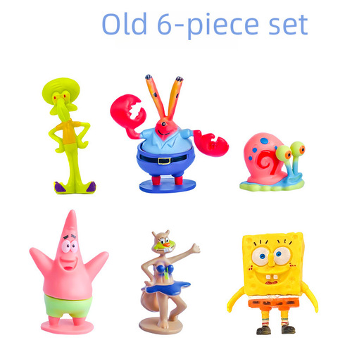 Fish tank aquarium Q-version SpongeBob 6-pack 8-piece set Patrick Star Mr. Krabs cake decoration and display piece