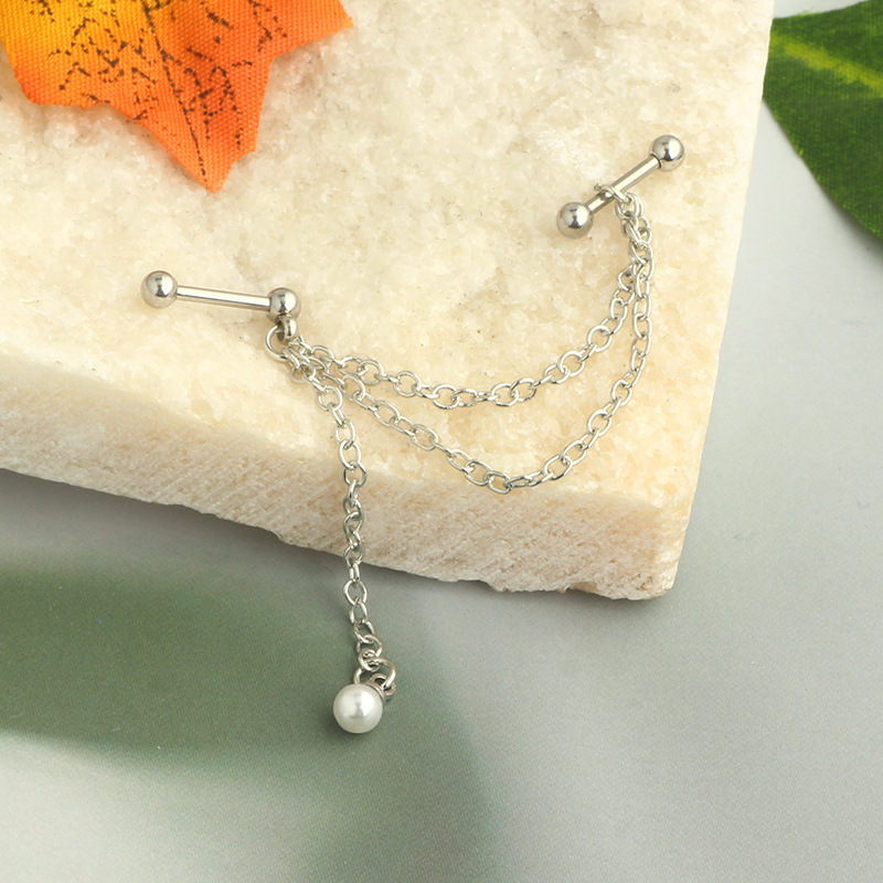 Amazon Cross-Border Pearl Ear Chain Five-Pointed Star Ear Bone Stud Fashion Jewelry Wholesale - Stainless Steel detail image 8