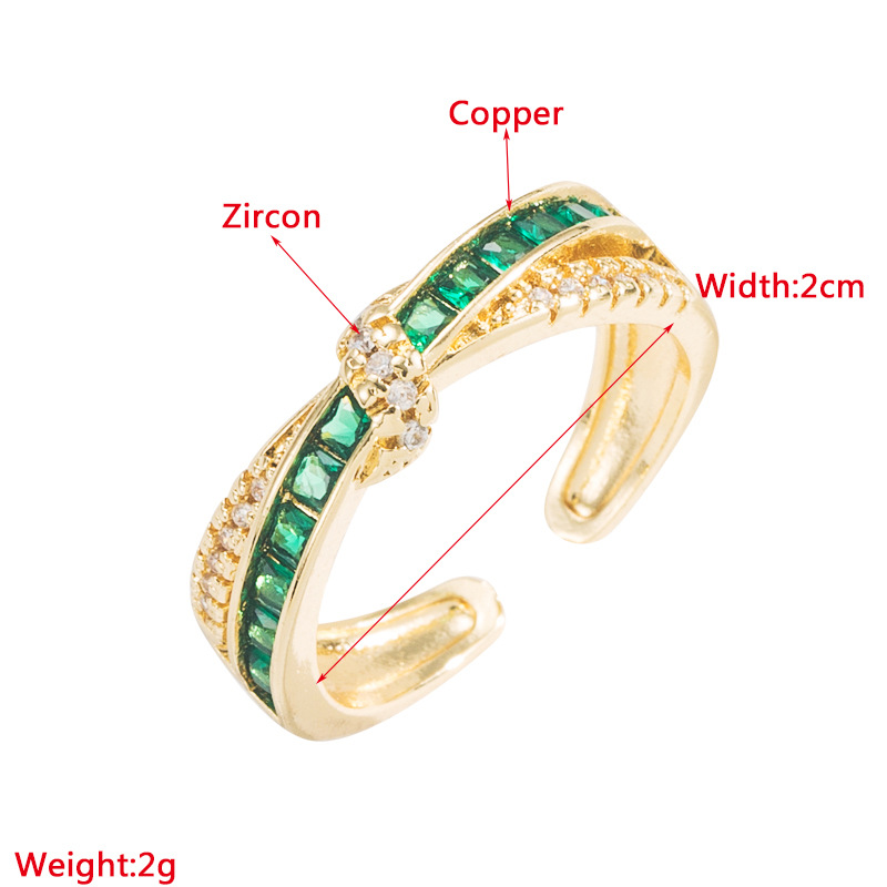 Retro Geometric Copper Open Ring Zircon Copper Rings