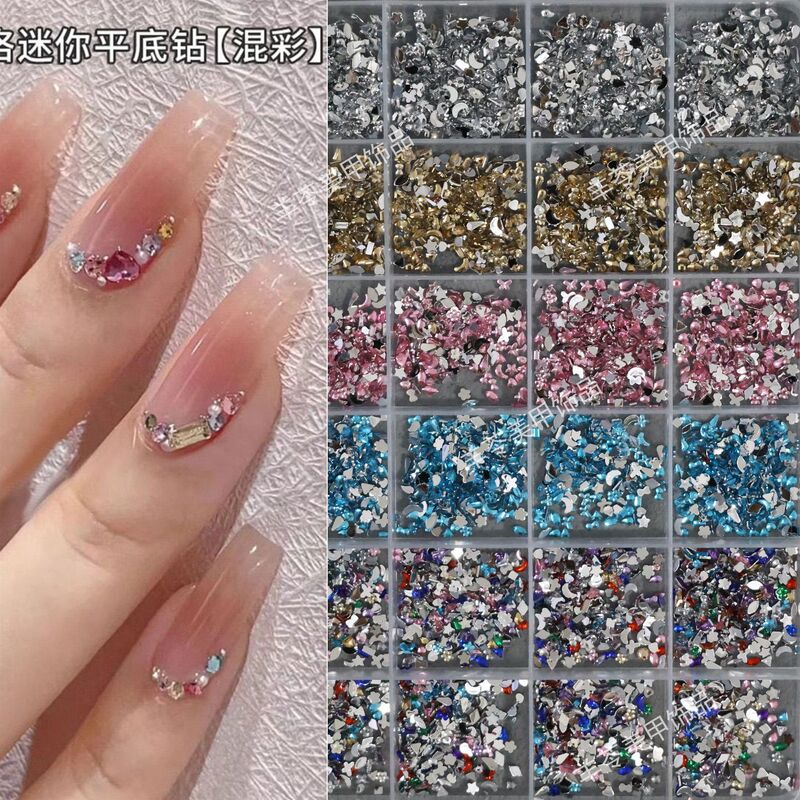 24-Piece Set of Colorful Mini Irregular-Shaped Nail Art Rhinestones, Wearable Nail Accessories, Nail Decorations 24-Piece Set of Colorful Mini Irregular-Shaped Nail Art Rhinestones, Wearable Nail Accessories, Nail Decorations