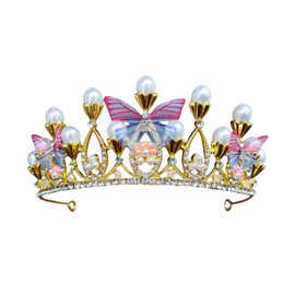 爆款跨境皇冠公主发饰时尚头饰发箍儿童生日礼物饰品气质皇冠