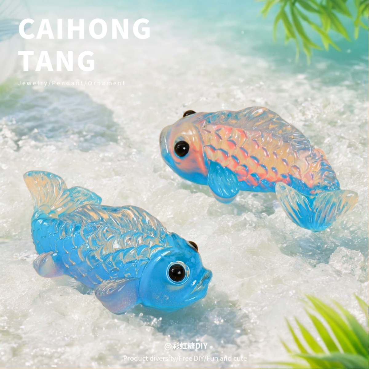 Simulación de resina miniatura carpa luminosa muñeca DIY accesorios de joyería creativo pinzas de pelo hechas a mano pegatinas de refrigerador caseras