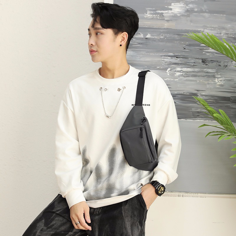 Bolso diagonal deportivo de riñonera portátil Bolso de pecho impermeable de tela Oxford Bolso bandolera de alta calidad para hombre con teléfono móvil de gran capacidad