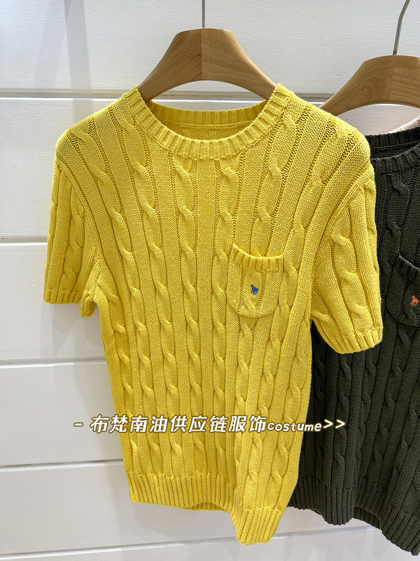 深セン Nanyou 高バージョン RL ラフポニーロゴ刺繍ツイスト半袖セーター女性のための 25 夏の新作トップ|undefined