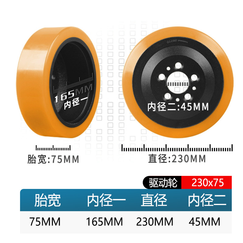 Rueda de carretilla elevadora eléctrica de fuerza resultante total de la fuerza de montaje de carretilla elevadora accesorios de carretilla elevadora rueda auxiliar rodante rueda motriz