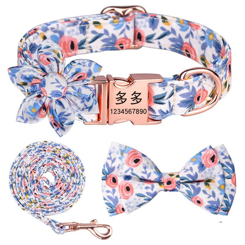 Новый стильный ошейник для питомца с возможностью гравировки, съемный ошейник с бантом, мягкий и удобный ошейник для собаки, популярный стиль на Amazon.