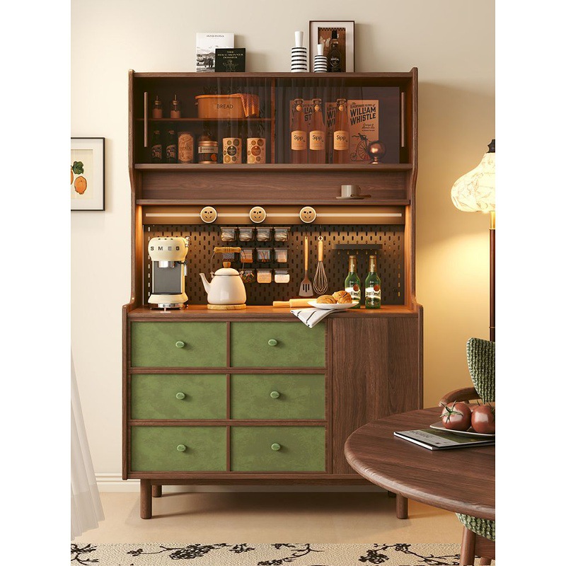 Solid Wood Sideboard Against the Wall Integrated Storage Cabinet Antique Retro Japanese Style Living Room Tea Cabinet Storage Side Cabinet