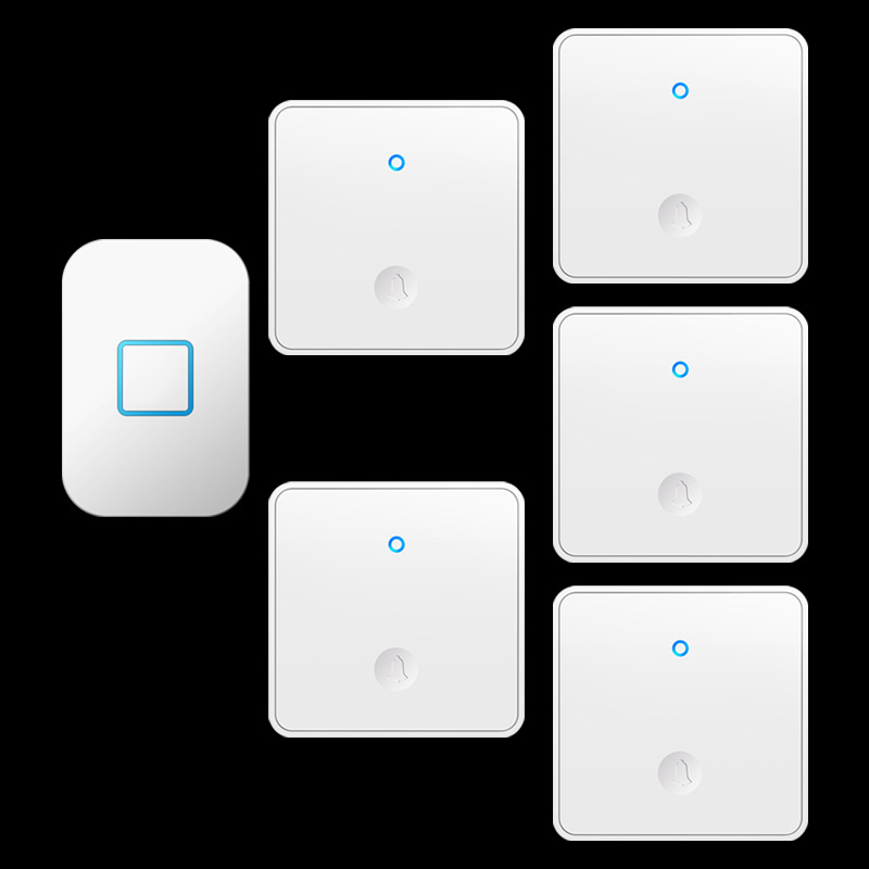 智能无线家用不用电池门铃自发电五拖一远距离电子遥控呼叫器大板