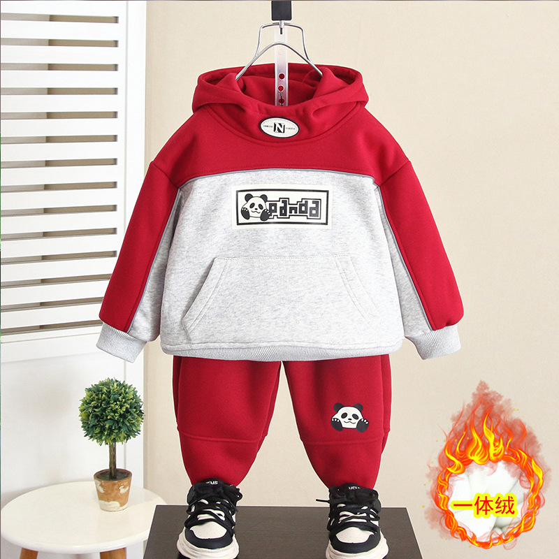 6584 traje de terciopelo para niños modelos de otoño e invierno 2025 invierno nuevo estilo para niños deportes coreanos suéter grueso ropa de moda