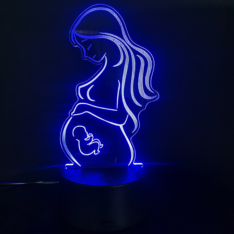 Lámpara nocturna 3D USB con motivos de dientes/cerebro/corazón, acrílica, táctil con mando a distancia, para decoración interior