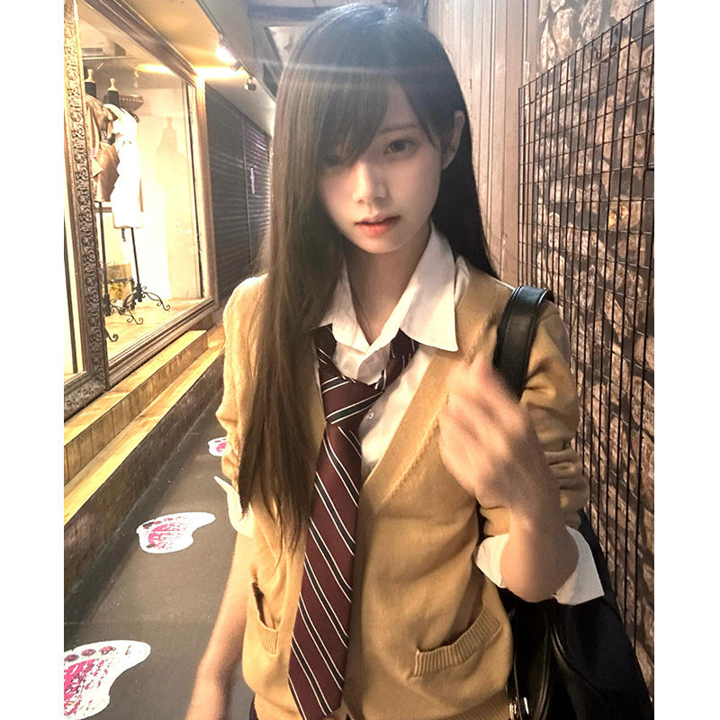 Original Multicolor Jk Uniform Sweater Cardigan for Women, Autumn and Winter Japanese Style Versatile Long-Sleeve Knit Cardigan