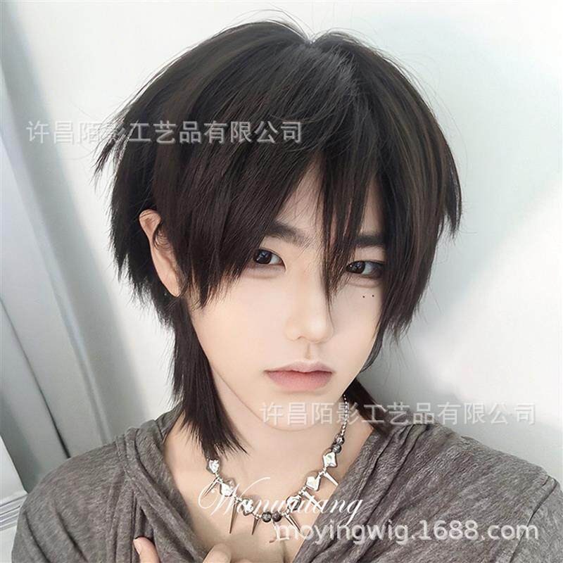【天狼星】狼尾假发男生日系短直发层次感鲻鱼头中性万用全头套式