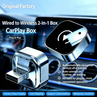 Cross-Border Wireless Carplay Converter Compatible with iPhone and Android, Bluetooth with No Delay, Can Be Used for Hands-Free Calls in the Car