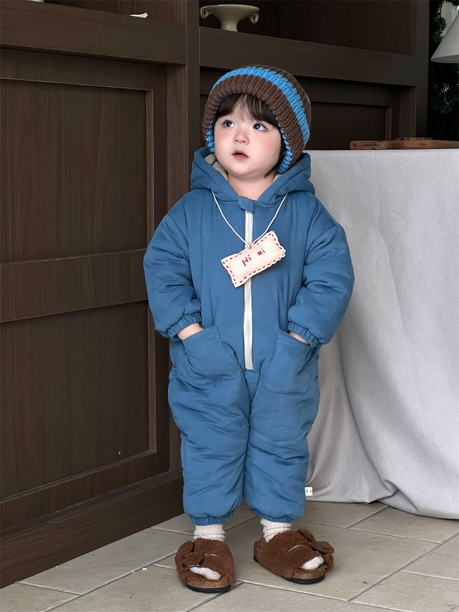 Ropa infantil de otoño y invierno 2024 bebés de otoño y invierno ropa de algodón de escalada de ropa infantil coreana para bebés gruesa ropa unida