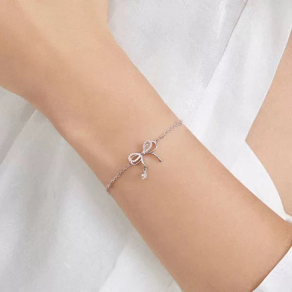 Japanese-Korean Style Bow Bracelet Girl's Heart Small Fresh Diamond-encrusted Water Drop Bracelet Niche All-match Bracelet