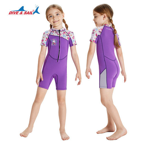 DIVE&SAIL children's wetsuit warm one-piece wetsuit big children's beach surfing jellyfish swimming snorkeling suit