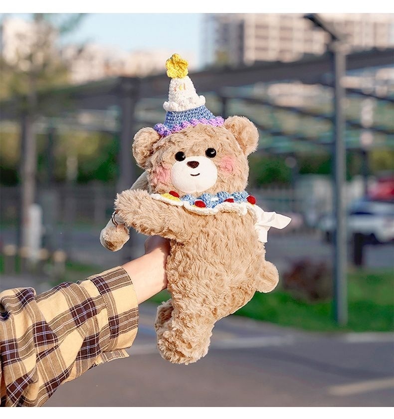 Car accessories: cute little bear tissue box for women, car-specific tissue box hanging bag, car interior decoration category