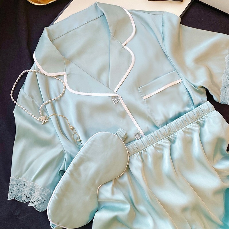 반팔 반바지 레이스 블루