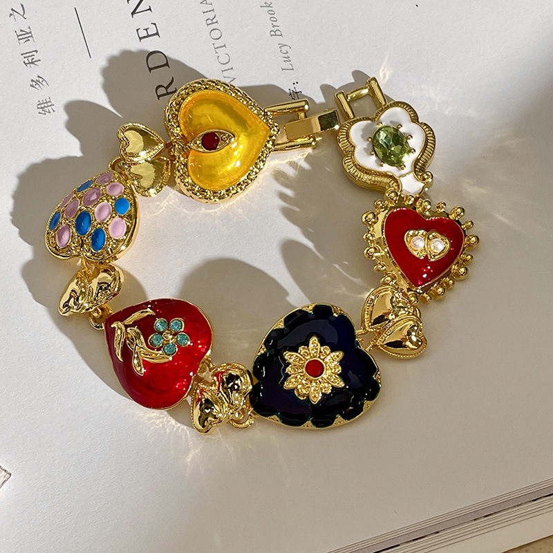 Women's Gender 1 Piece 1 Pair Elegant Retro Lady Heart Shape Flower Artificial Crystal Alloy Asymmetrical Plating Women's Bracelets Earrings Necklace