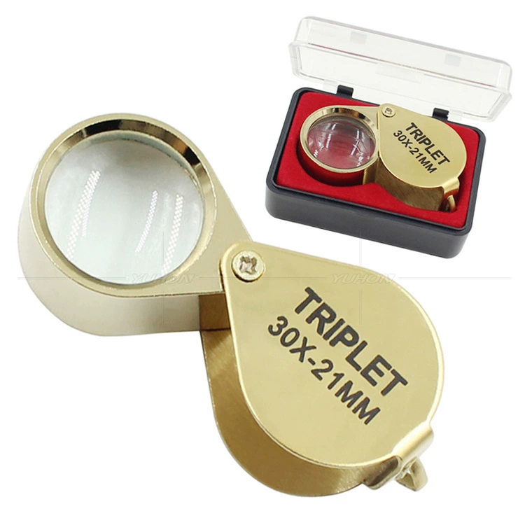 30X21 мм Золотое увеличительное стекло складное металлическое античное алмазное фарфоровое Нефритовое украшение античная идентификация 30 раз