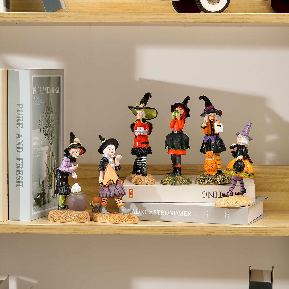 Halloween new witch doll resin ornament, office bedroom desktop charming doll decoration ornament_voghion.com