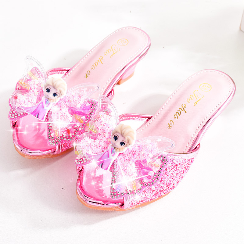Sandalias DE LOS NIÑOS DE VERANO punta abierta sequined bebé princesa zapatos antideslizante hogar zapatos de los niños niñas pequeños zapatos de diamantes de imitación de tacón alto