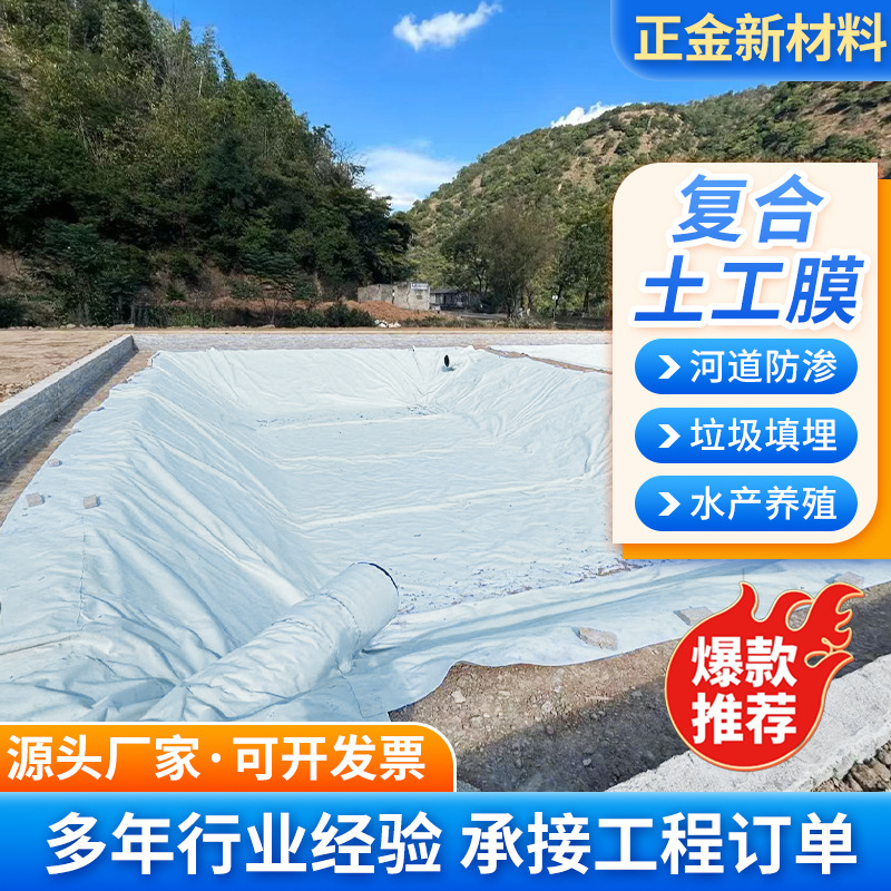 复合土工膜河道蓄水池防渗膜水库两布一膜人工湖净化池复合土工膜