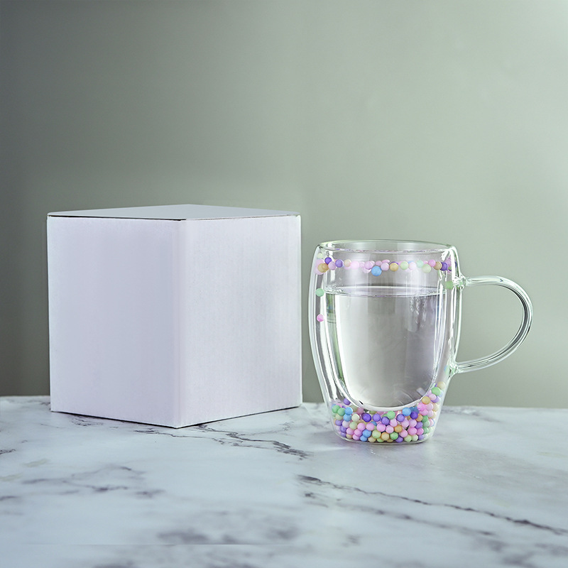Caneca de vidro parede dupla resistente ao calor com flores secas_voghion.com