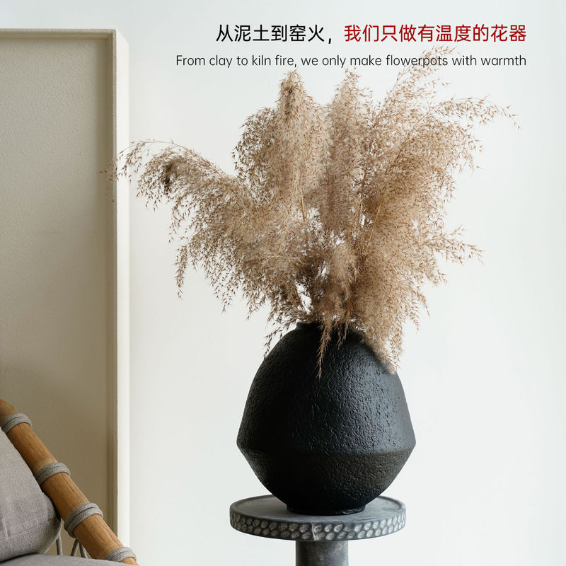 侘寂风复古陶罐摆件高级感客厅玄关插花艺术感陶瓷花瓶设计感小众|undefined