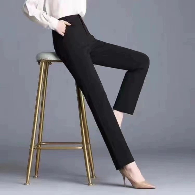 Flared high-waist trousers, women's black elastic stretch, slim casual 2023 autumn/spring