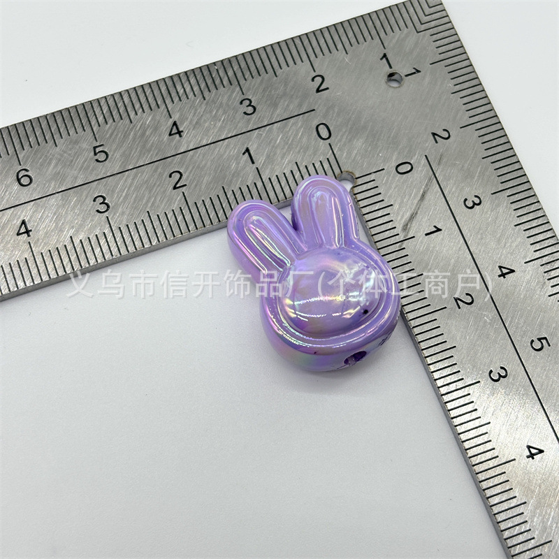 Cuentas de acrílico vibrantes con agujeros verticales y recubierto conejo, para DIY llaveros, cadenas y accesorios de joyería hechos a mano.